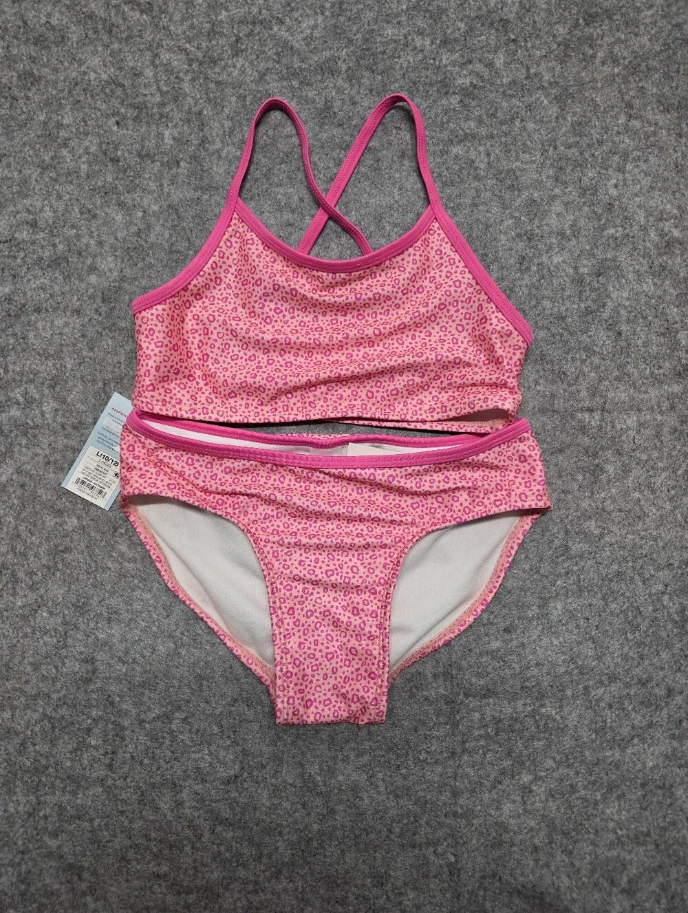Cat & Jack Girls Pink Leopard Two-Piece Swimsuit Large (10/12) Nwt